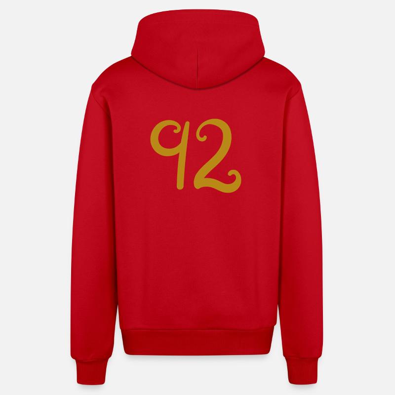 92 - Veste à capuche bio décontractée fabriquée en UE - rouge
