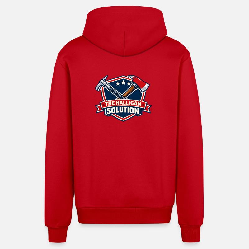Halligan Solution Shield Graphic - Organic Relaxed Hooded Jacket Made in EU - red