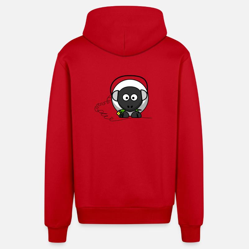 moutons drôle avec un casque - Veste à capuche bio décontractée fabriquée en UE - rouge