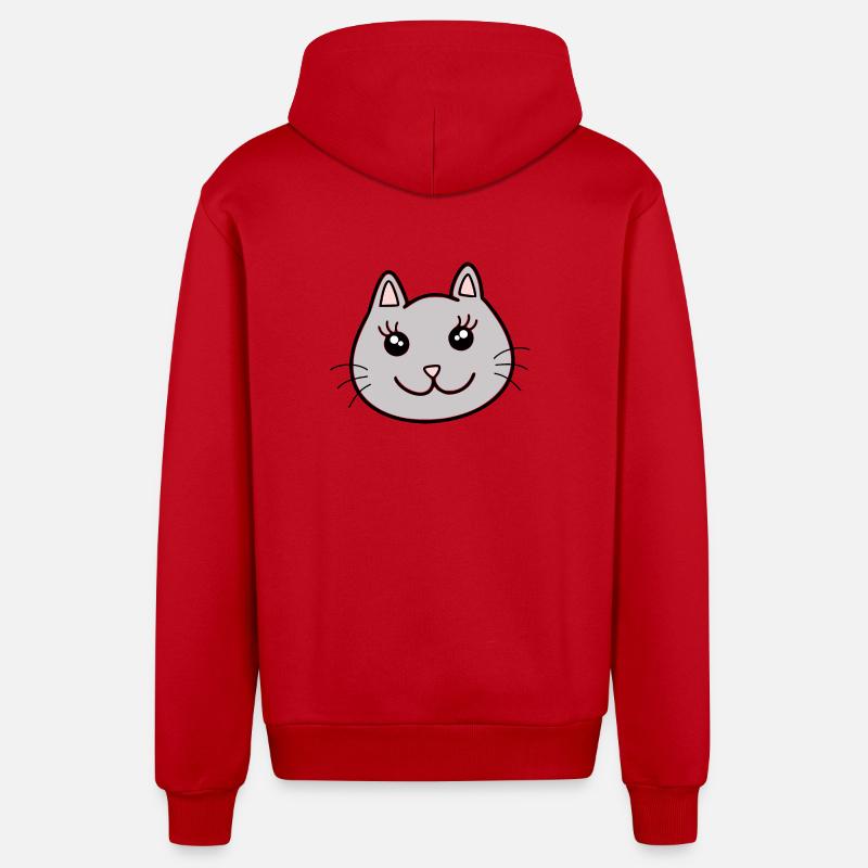 Chats Chats - Veste à capuche bio décontractée fabriquée en UE - rouge