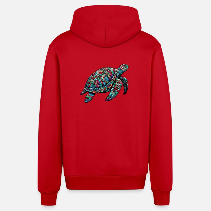 Turtle - Organic Relaxed Hooded Jacket Made in EU - red