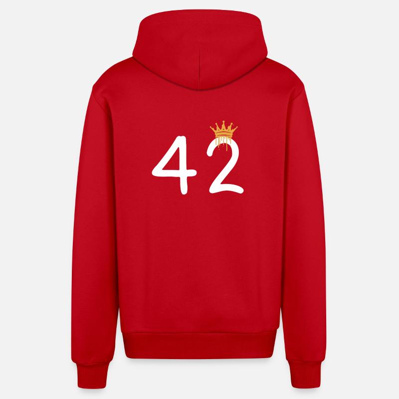 Graffiti numéro 42 avec couronne - Veste à capuche bio décontractée fabriquée en UE - rouge