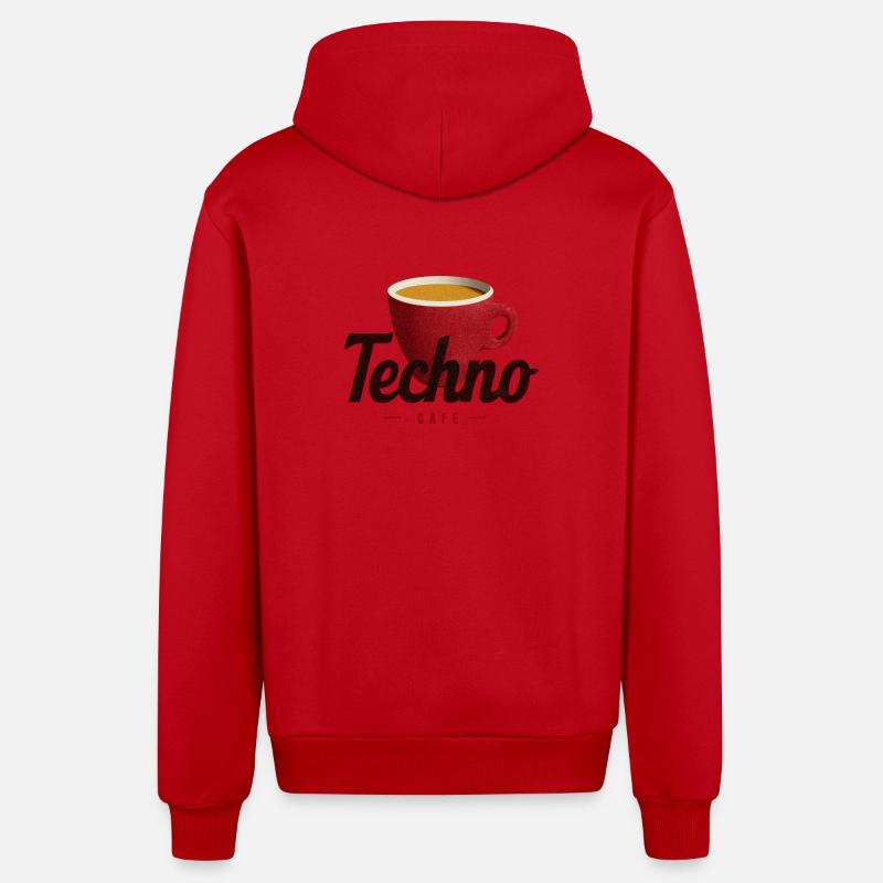 Techno Café - Veste à capuche bio décontractée fabriquée en UE - rouge