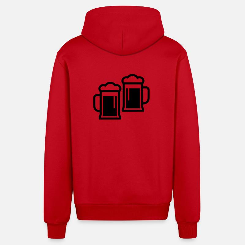 Chope à bière - Veste à capuche bio décontractée fabriquée en UE - rouge