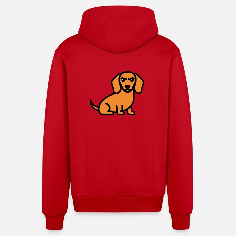 Bande dessinée Dachshund Dog Brown - Veste à capuche bio décontractée fabriquée en UE - rouge