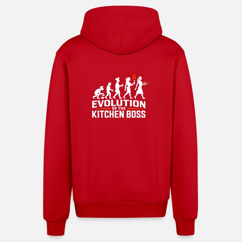 Évolution du chef - Veste à capuche bio décontractée fabriquée en UE - rouge