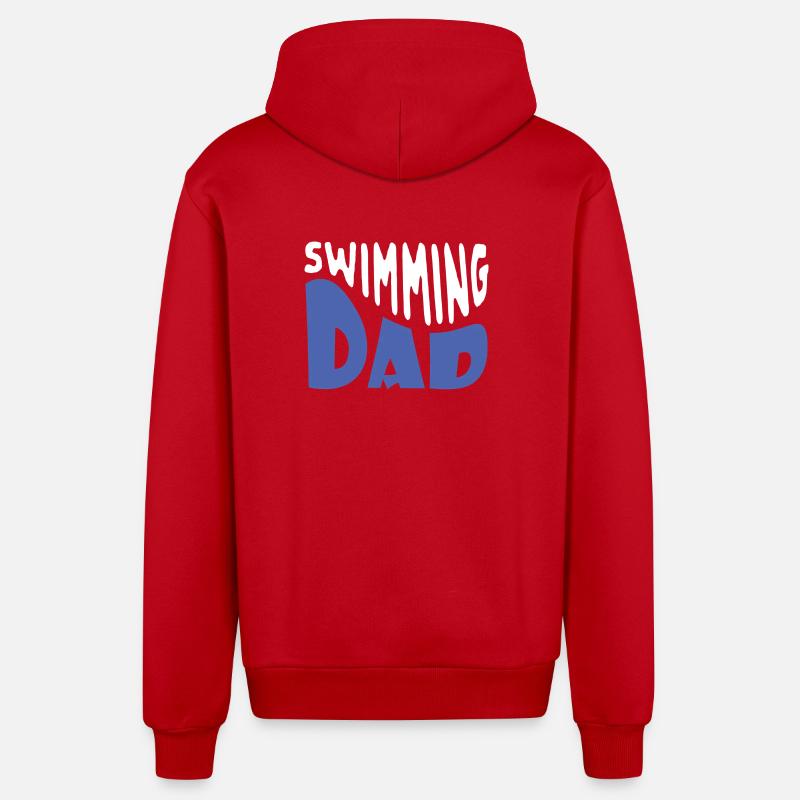 Papa de la natation - Veste à capuche bio décontractée fabriquée en UE - rouge