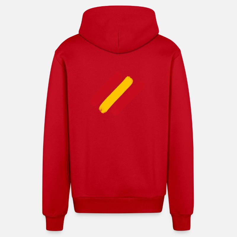 Espagne - Bandes de drapeau - Veste à capuche bio décontractée fabriquée en UE - rouge