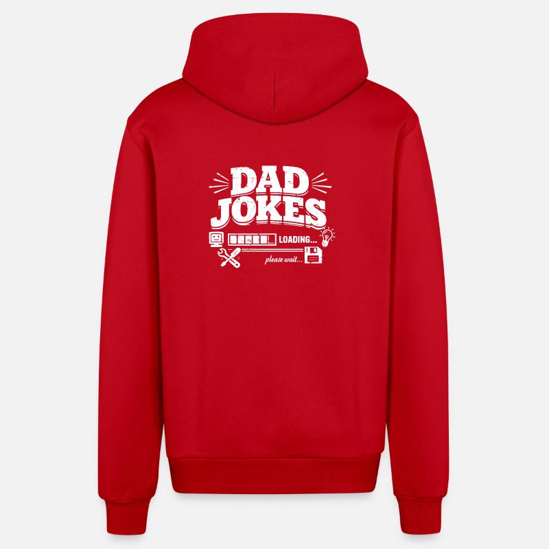 Dad Jokes Loading Please Wait - Organic Relaxed Hooded Jacket Made in EU - red