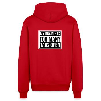 My Brain Has Too Many Tabs Open Lustig Grübeln - Organic Relaxed Kapuzenjacke Made in EU - Rot - Hinten
