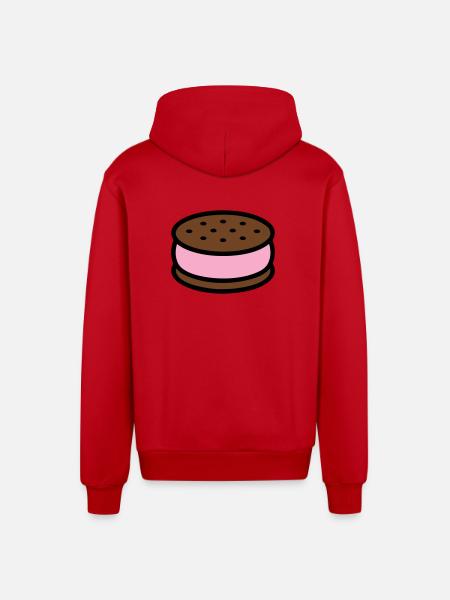 Eissandwich Keks Grafik - Organic Relaxed Hooded Jacket Made in EU - red