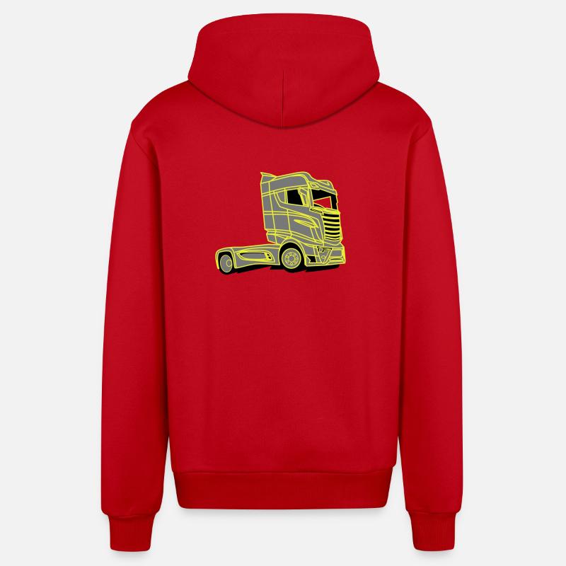 Camion V8 Super R1000 Vabis - Veste à capuche bio décontractée fabriquée en UE - rouge