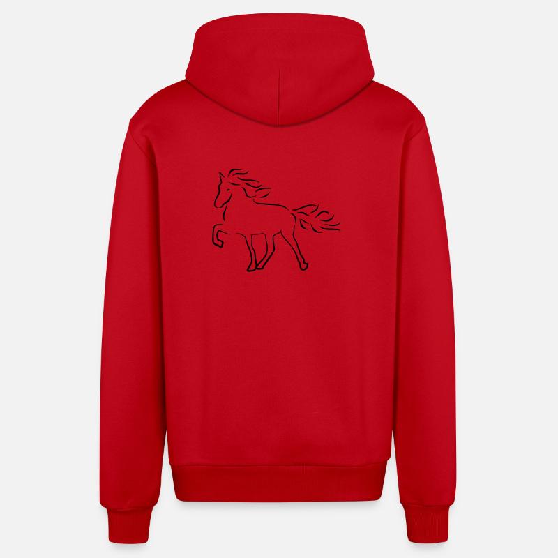 Cheval d’Islande - Veste à capuche bio décontractée fabriquée en UE - rouge
