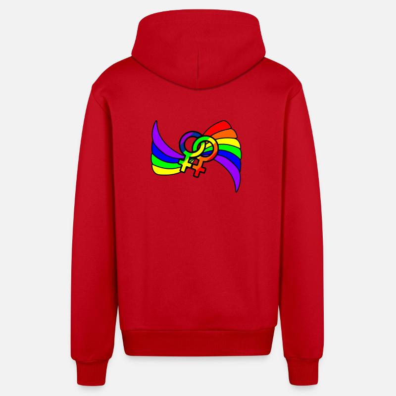 Regenbogen lesbies stolzes Logo - Organic Relaxed Kapuzenjacke Made in EU - Rot