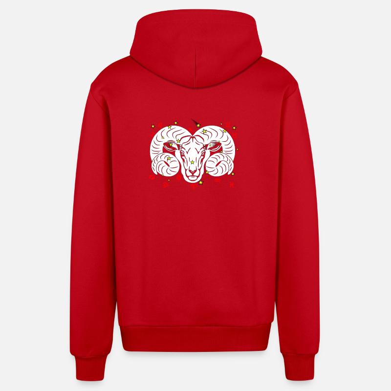 Couleur Bélier - Veste à capuche bio décontractée fabriquée en UE - rouge