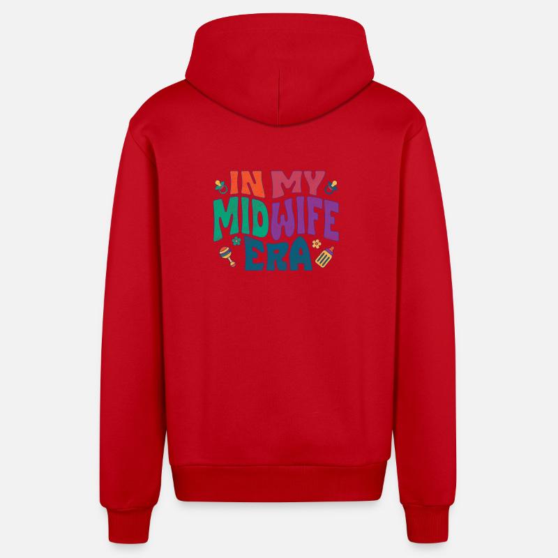 À mon époque de sage-femme - Veste à capuche bio décontractée fabriquée en UE - rouge