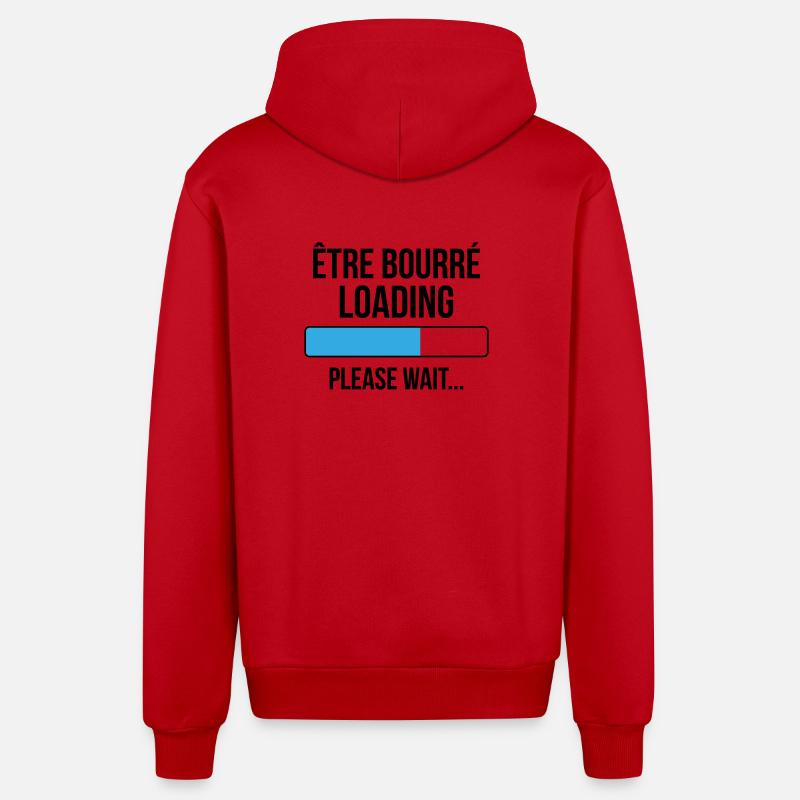 être bourré loading... please wait - Veste à capuche bio décontractée fabriquée en UE - rouge