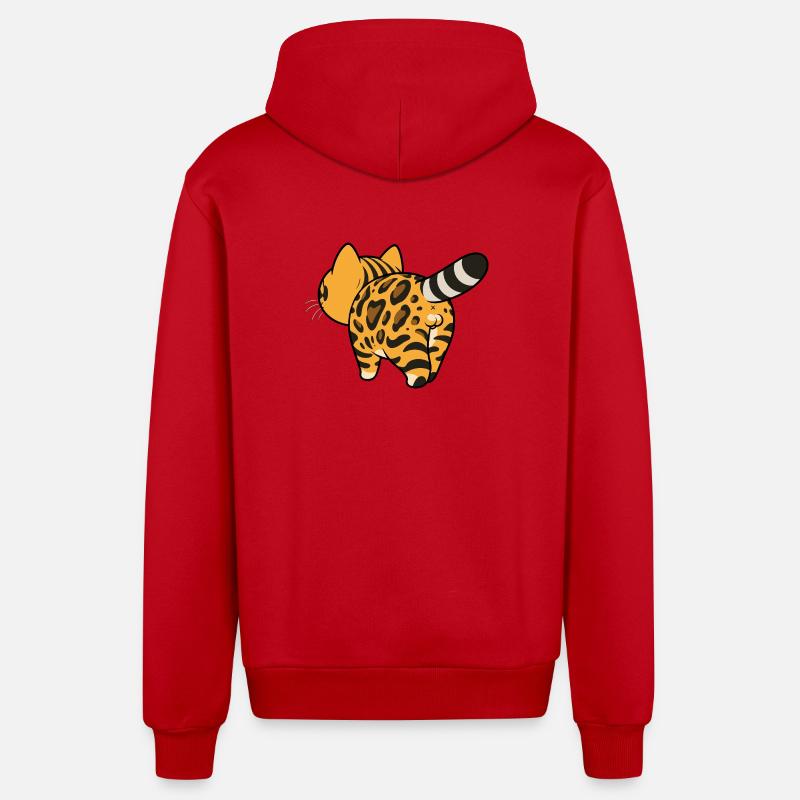 Leopard pattern converter - Organic Relaxed Hooded Jacket Made in EU - red