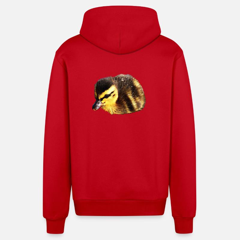 Canards, poussins, oiseaux, bébés animaux - Veste à capuche bio décontractée fabriquée en UE - rouge