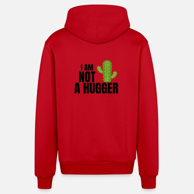 Ich bin kein Umarmer, Umarmer, Kaktus - Organic Relaxed Kapuzenjacke Made in EU - Rot