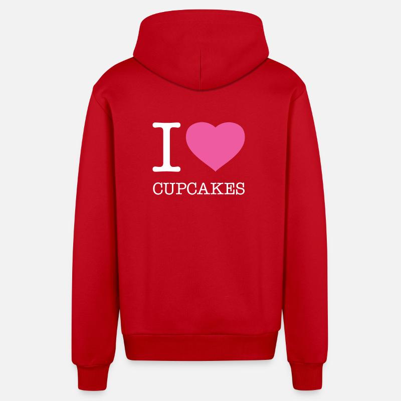 J’ADORE LES CUPCAKES - Veste à capuche bio décontractée fabriquée en UE - rouge