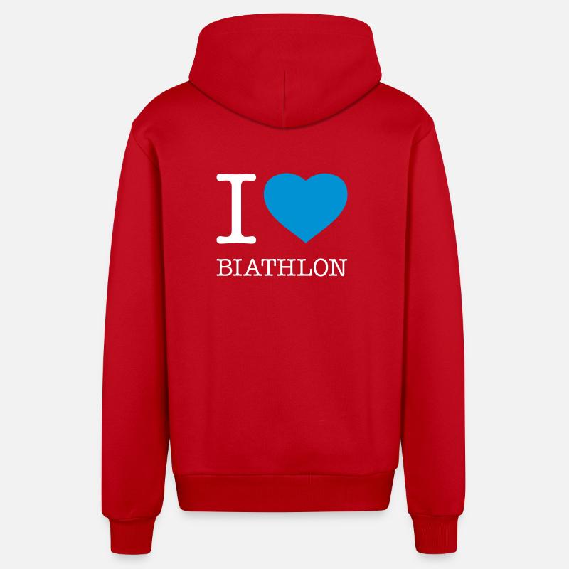 J’ADORE LE BIATHLON - Veste à capuche bio décontractée fabriquée en UE - rouge