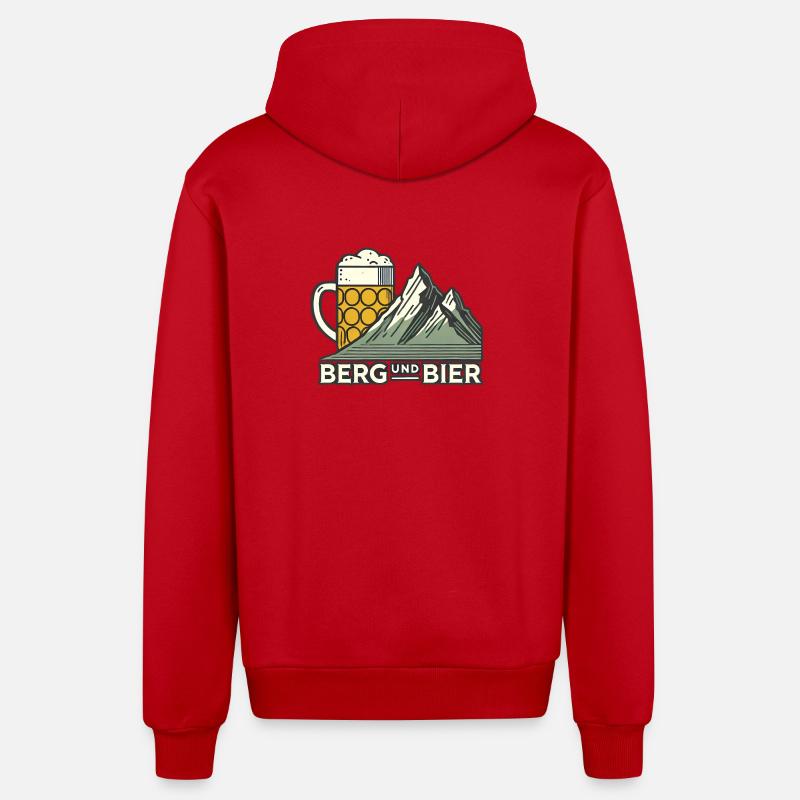 Berg und Bier V1 - Organic Relaxed Kapuzenjacke Made in EU - Rot