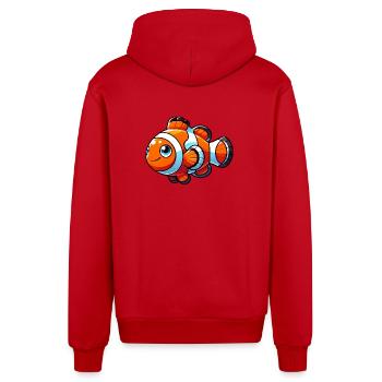 Poisson-clown - Veste à capuche bio décontractée fabriquée en UE - rouge - Dos