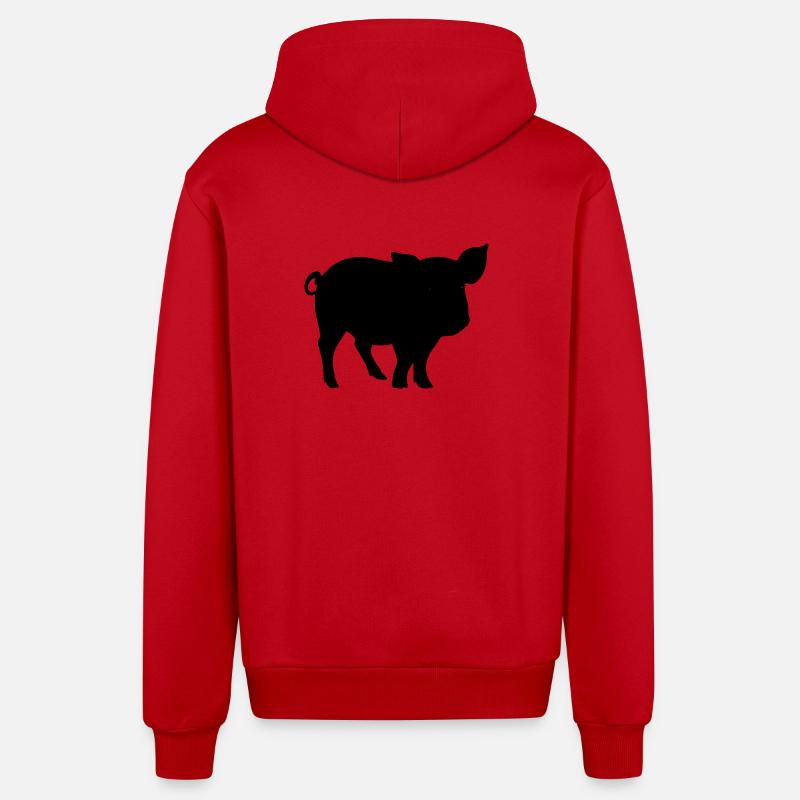 Silhouette de cochon mignon - Veste à capuche bio décontractée fabriquée en UE - rouge