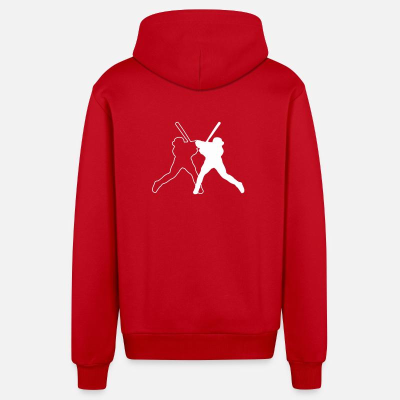 Baseball Ball Logo - Organic Relaxed Kapuzenjacke Made in EU - Rot