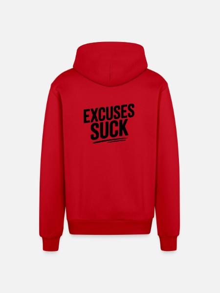 Excuses Suck - Organic Relaxed Hooded Jacket Made in EU - red
