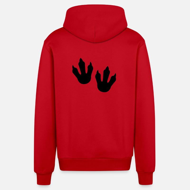 Dinosaur Footprints - Organic Relaxed Hooded Jacket Made in EU - red