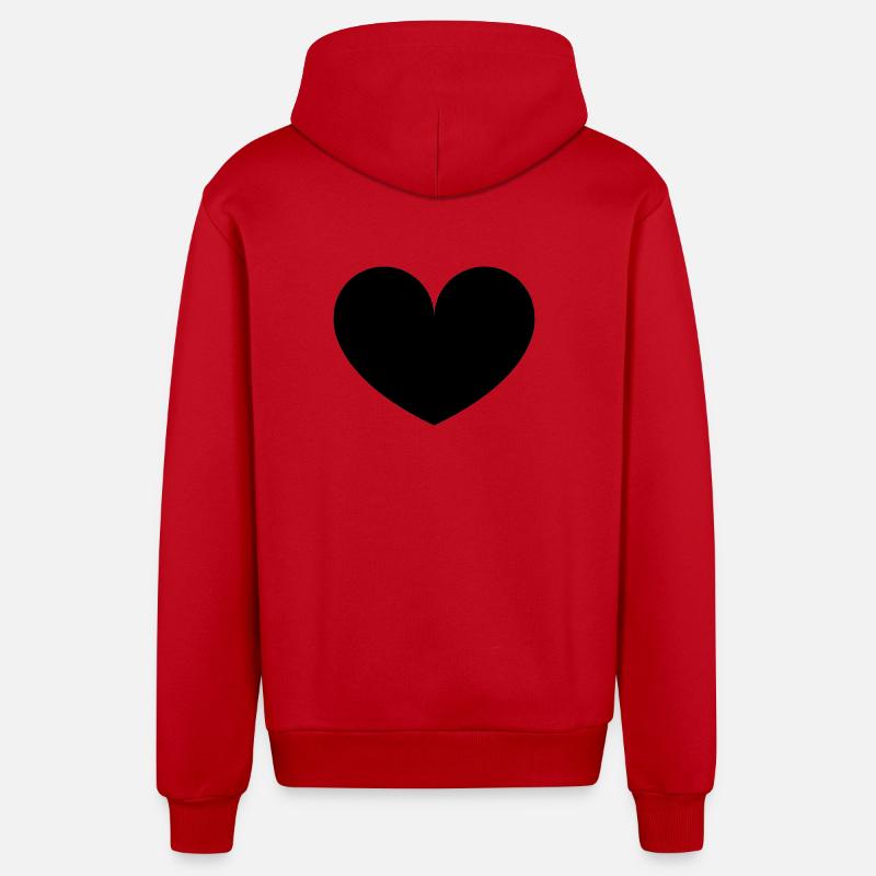 Cœur - Veste à capuche bio décontractée fabriquée en UE - rouge