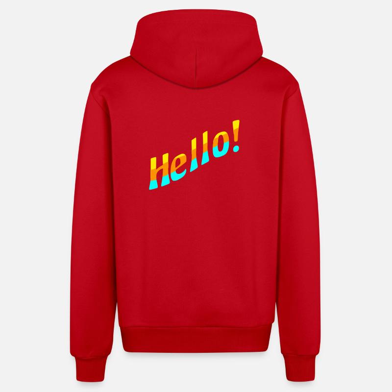 Bonjour! - Veste à capuche bio décontractée fabriquée en UE - rouge