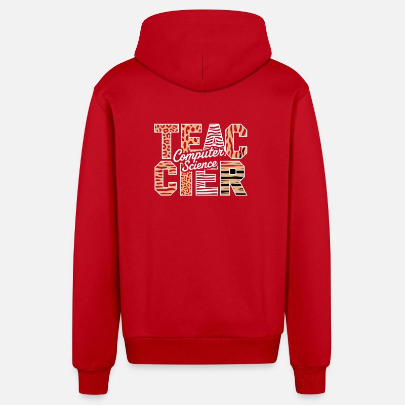 Computer Science Lehrer Tiermuster Stil - Organic Relaxed Kapuzenjacke Made in EU - Rot