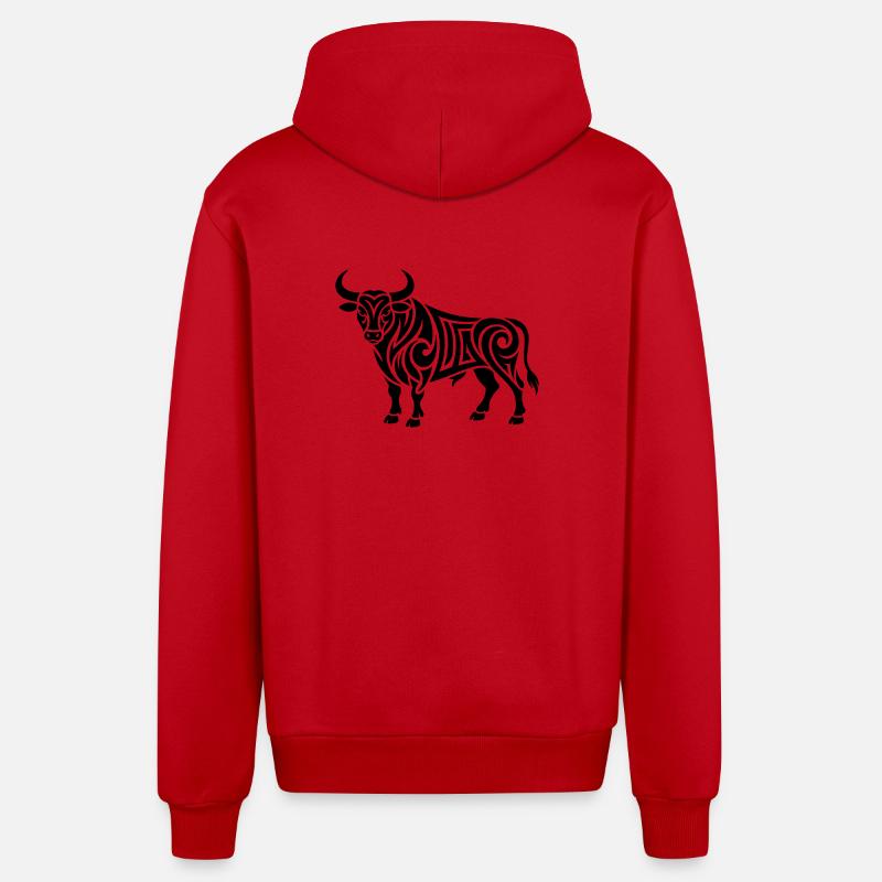 Juste un taureau noir #3 | N-imal_Wears - Veste à capuche bio décontractée fabriquée en UE - rouge