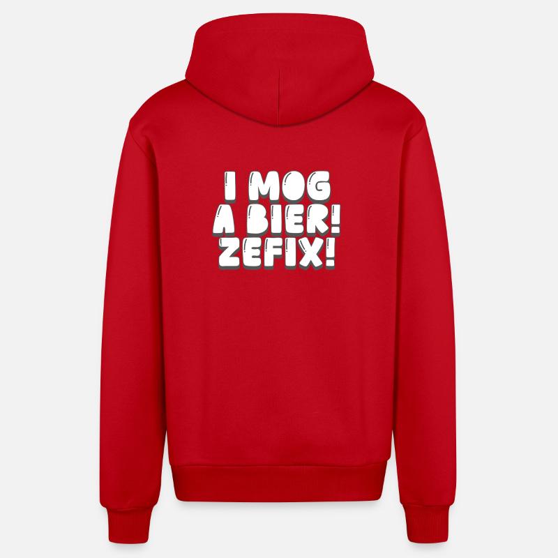 I mog a beer! zefix! - Organic Relaxed Hooded Jacket Made in EU - red