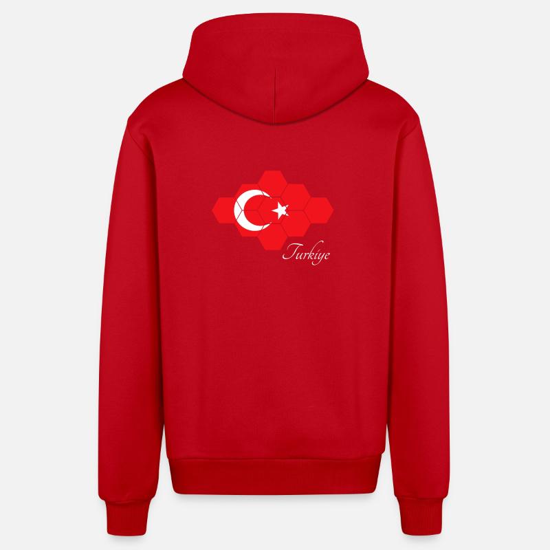 Art hexagonal du drapeau turc - Veste à capuche bio décontractée fabriquée en UE - rouge