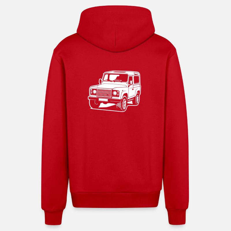 Defender (Image différente) - Veste à capuche bio décontractée fabriquée en UE - rouge