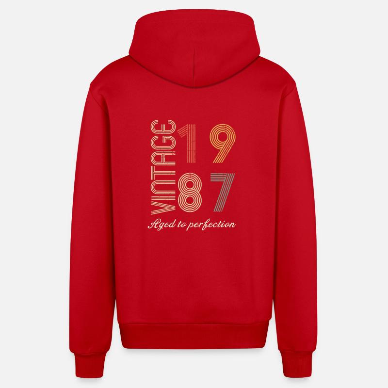Cadeau d’anniversaire 37 ans - 1987 - Veste à capuche bio décontractée fabriquée en UE - rouge