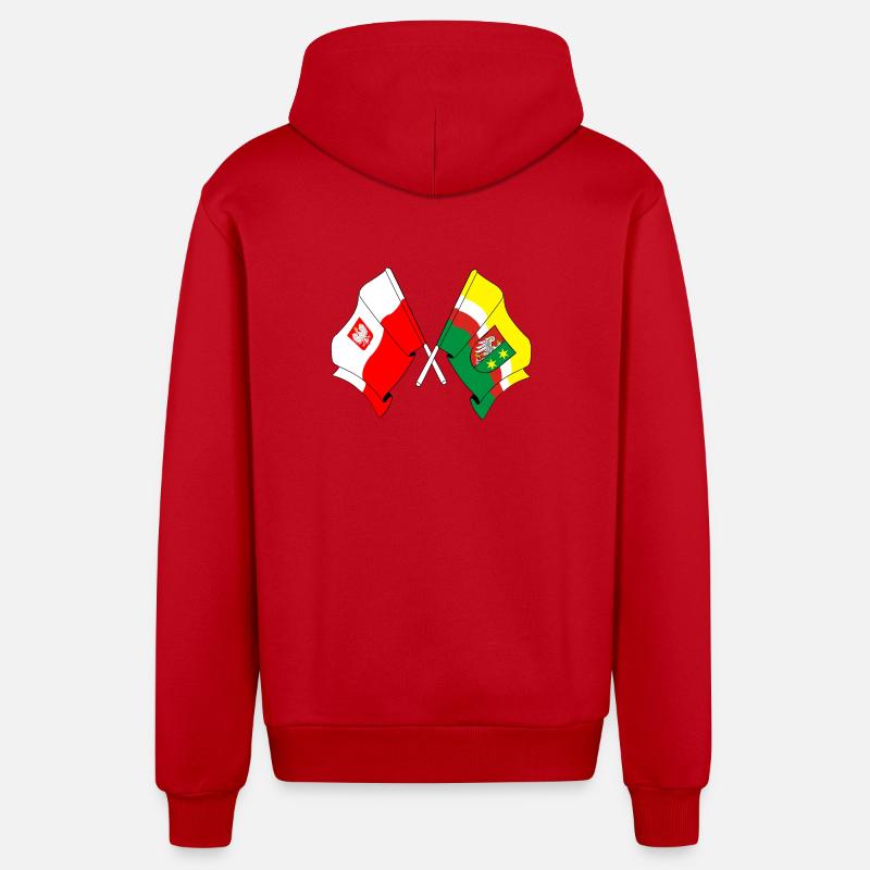 Drapeau de la Pologne, Lubusz croisé - Veste à capuche bio décontractée fabriquée en UE - rouge