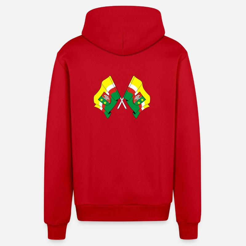 Deux drapeaux Lubusz - Veste à capuche bio décontractée fabriquée en UE - rouge