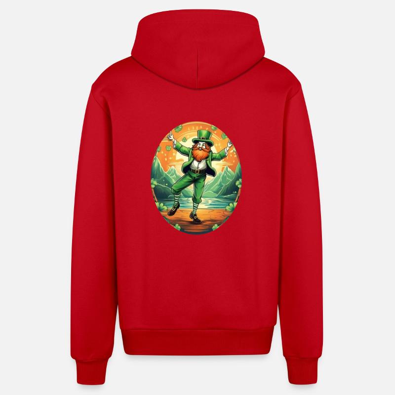 Danse trèfle de la Saint-Patrick - Veste à capuche bio décontractée fabriquée en UE - rouge