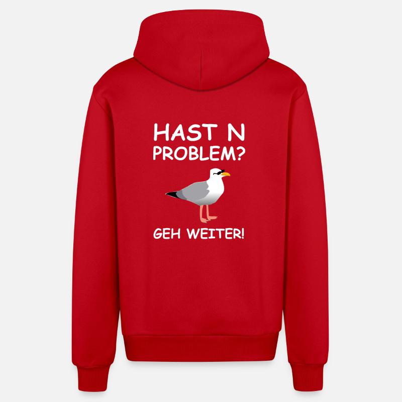 Hambourg Seagull - Veste à capuche bio décontractée fabriquée en UE - rouge
