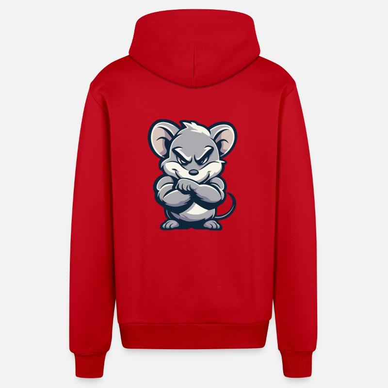 Bande dessinée souris - Veste à capuche bio décontractée fabriquée en UE - rouge