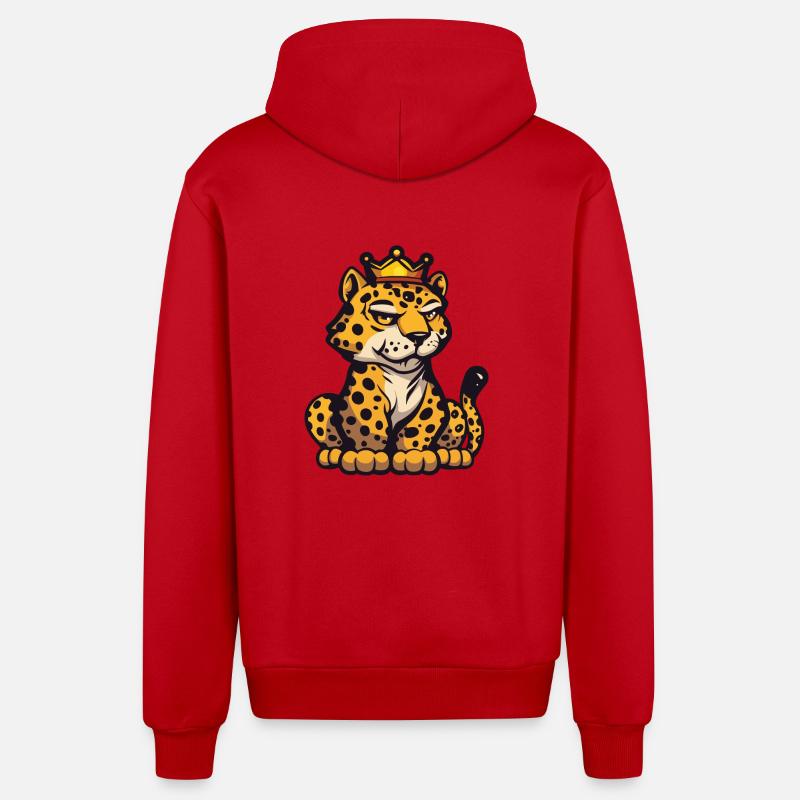 Couronne de bande dessinée léopard - Veste à capuche bio décontractée fabriquée en UE - rouge