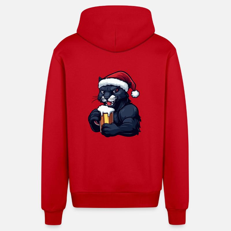 Bière de Noël Panther - Veste à capuche bio décontractée fabriquée en UE - rouge