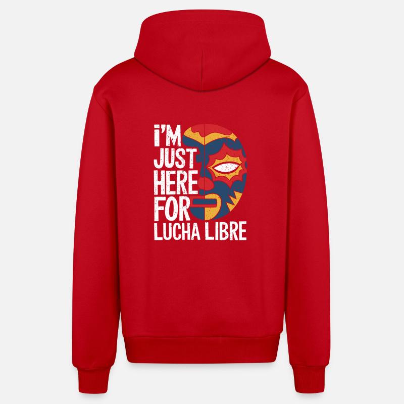 Look de lutte mexicaine - Veste à capuche bio décontractée fabriquée en UE - rouge