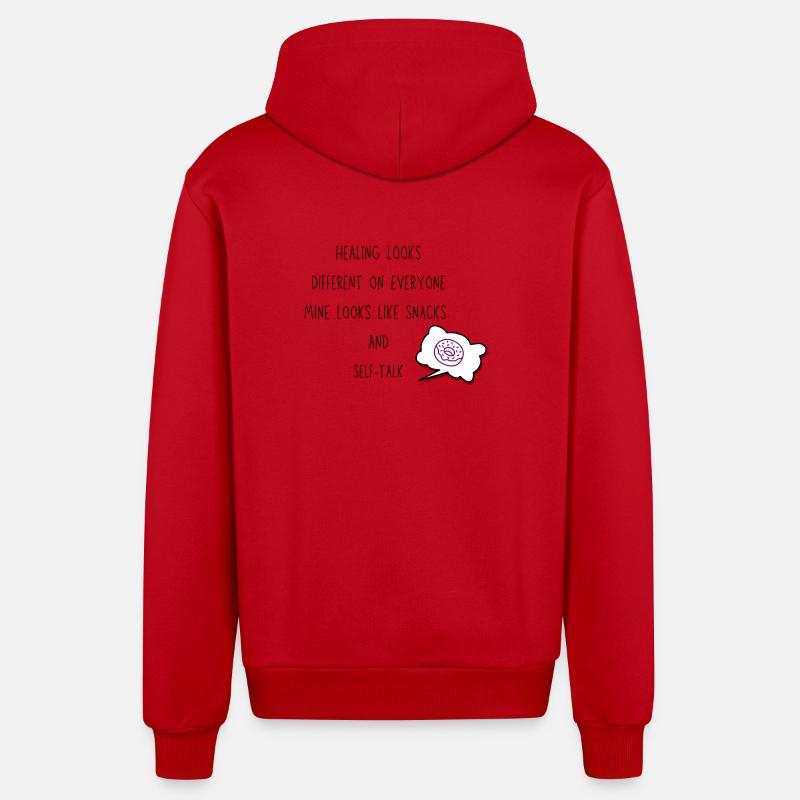 La guérison a l’air différente Collation et discours intérieur Citation - Veste à capuche bio décontractée fabriquée en UE - rouge