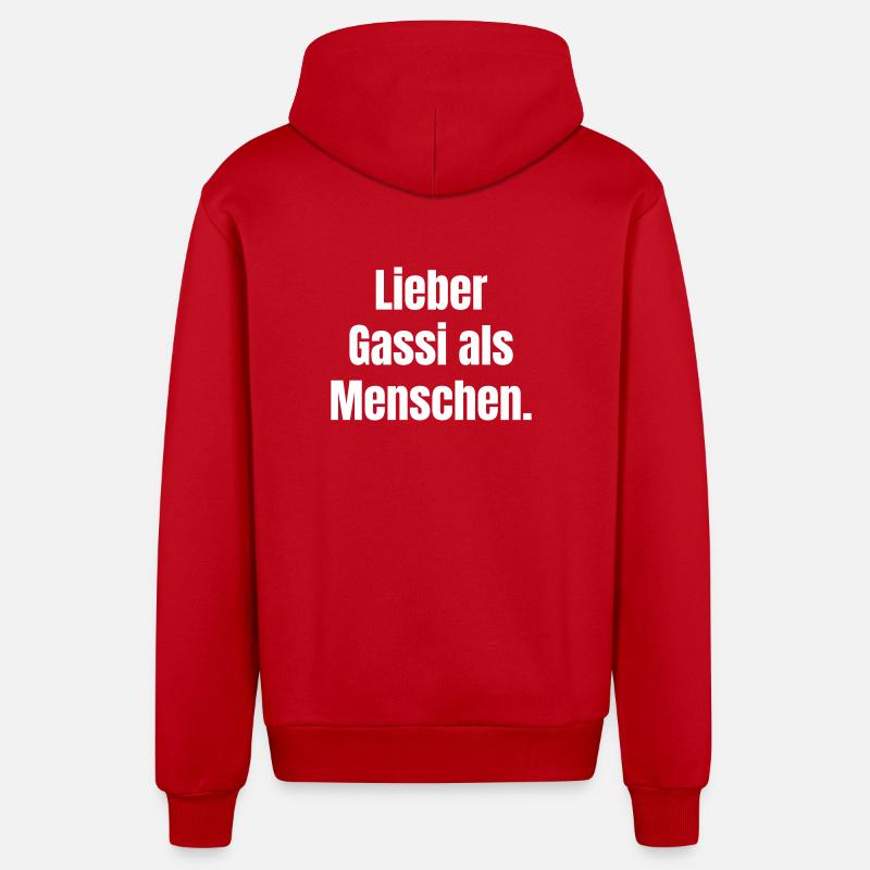 Lieber Gassi als Menschen Spruch - Veste à capuche bio décontractée fabriquée en UE - rouge